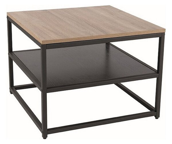 Masuta cafea AMBER B, stejar/negru, metal, 55x55x42 cm