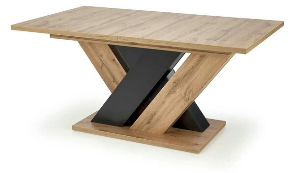 Masa extensibila BRANDON, stejar wotan/negru, PAL laminat, 160/200x90x