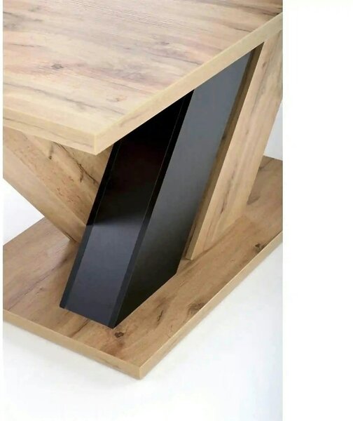 Masa extensibila BRANDON, stejar wotan/negru, PAL laminat, 160/200x90x