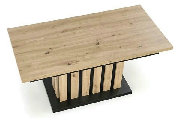 Masa extensibila BARETTI, stejar artisan/negru, PAL furniruit, 130/170