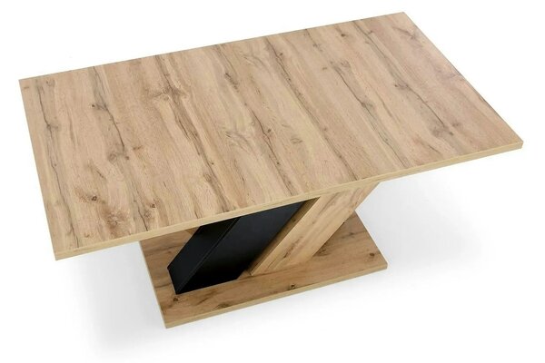 Masa extensibila BRANDON, stejar wotan/negru, PAL laminat, 160/200x90x
