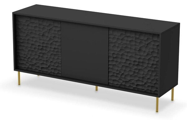 Comoda BULLET, negru/auriu, PAL laminat, 155x41x73 cm