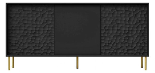 Comoda BULLET, negru/auriu, PAL laminat, 155x41x73 cm