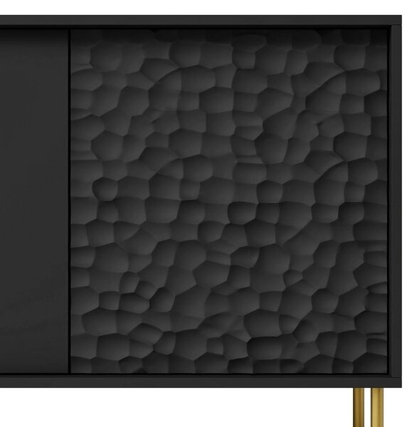 Comoda BULLET, negru/auriu, PAL laminat, 155x41x73 cm