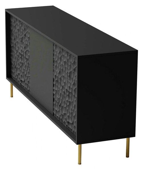 Comoda BULLET, negru/auriu, PAL laminat, 155x41x73 cm