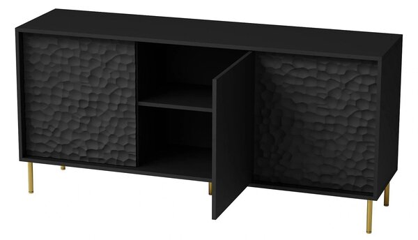 Comoda BULLET, negru/auriu, PAL laminat, 155x41x73 cm