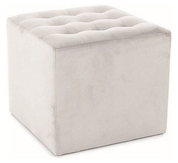 Taburet LORI, stofa catifelata gri deschis, 39x39x34 cm
