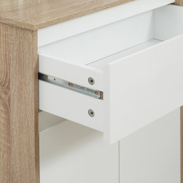 Kleankin Mobilier de Baie Multifuncțional, Combinație Dulap și Sertar, Design Modern în Nuanțe de Lemn și Alb, 60x30x90 cm | Aosom Romania