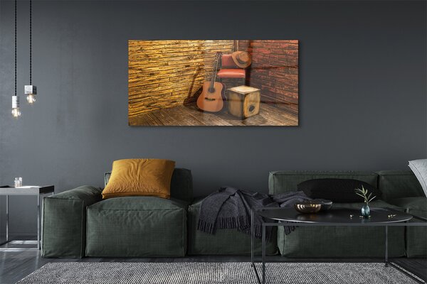 Tablouri acrilice Guitar scaun pălărie