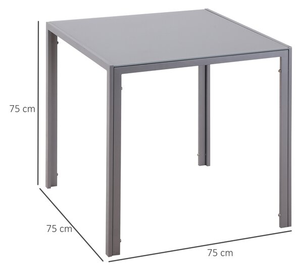 HOMCOM Masă Bucătărie pentru 4 Persoane din Metal și Sticlă Securizată, 75x75x75 cm, Gri | Aosom Romania