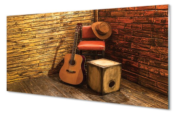 Tablouri acrilice Guitar scaun pălărie