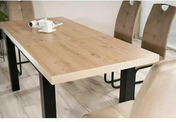 Masa extensibila PRESTO, stejar artisan/negru, PAL laminat, 140/218x80