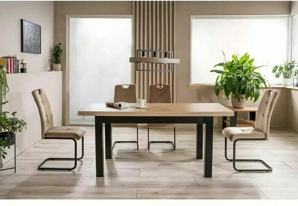 Masa extensibila PRESTO, stejar artisan/negru, PAL laminat, 140/218x80