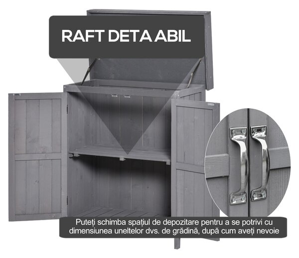 Outsunny Dulap de Gradina cu 2 Rafturi si 2 Usi, Lemn, 74x43x88 cm, culoarea lemnului | Aosom Romania