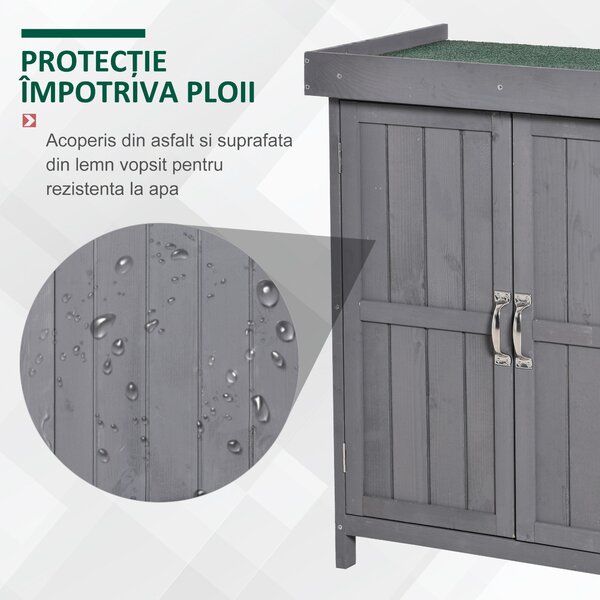 Outsunny Dulap de Gradina cu 2 Rafturi si 2 Usi, Lemn, 74x43x88 cm, culoarea lemnului | Aosom Romania
