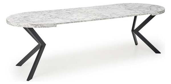 Masa extensibila PERONI, alb/gri/negru, PAL furniruit /otel, 100/250x100x75 cm