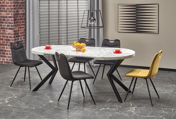 Masa extensibila PERONI, alb/gri/negru, PAL furniruit /otel, 100/250x100x75 cm
