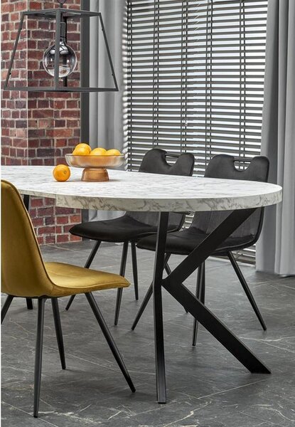 Masa extensibila PERONI, alb/gri/negru, PAL furniruit /otel, 100/250x100x75 cm