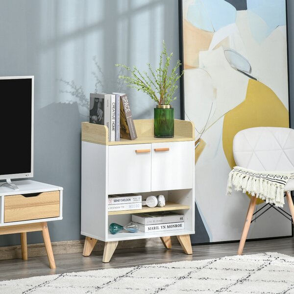Mobilier multifunctional cu dulap si rafturi deschise, mobilier pentru sufragerie, bucatarie, birou, din lemn alb, 60x30x78cm HOMCOM | Aosom RO