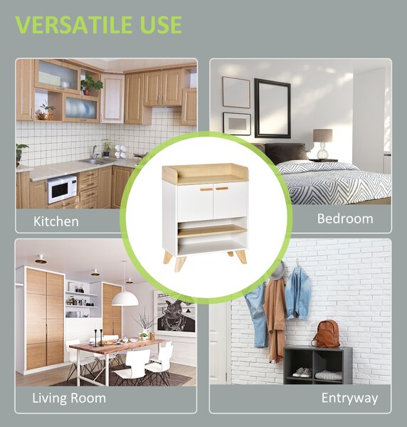 Mobilier multifunctional cu dulap si rafturi deschise, mobilier pentru sufragerie, bucatarie, birou, din lemn alb, 60x30x78cm HOMCOM | Aosom RO