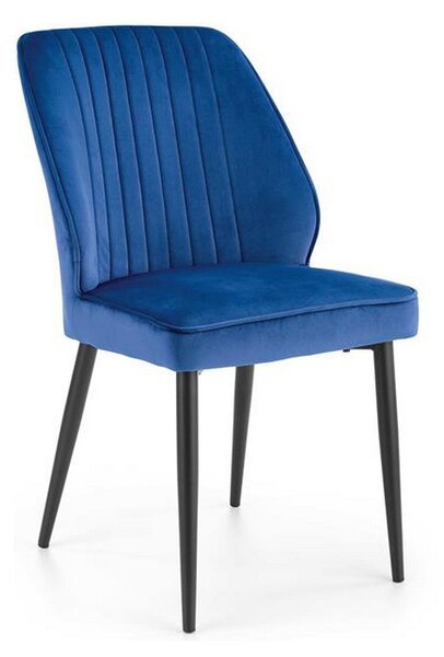 Scaun tapitat K432, albastru, stofa catifelata, 48x57x85 cm