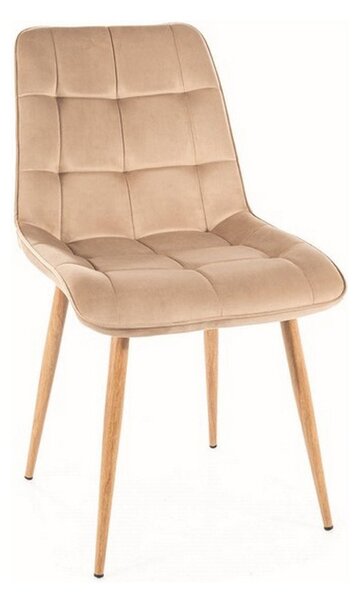 Scaun CHIC D, bej deschis, stofa catifelata/metal, 50x58x88 cm