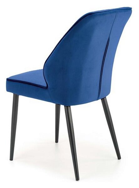 Scaun tapitat K432, albastru, stofa catifelata, 48x57x85 cm