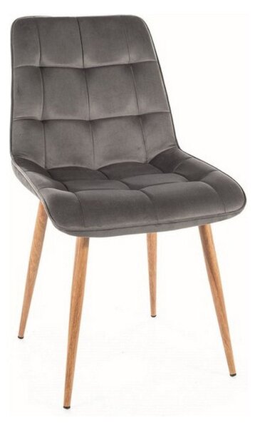 Scaun CHIC D, gri, stofa catifelata/metal, 50x58x88 cm