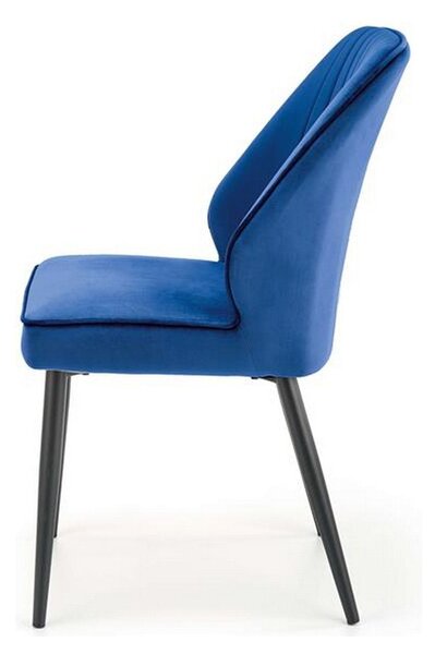 Scaun tapitat K432, albastru, stofa catifelata, 48x57x85 cm