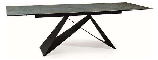 Masa extensibila WESTIN CERAMIC, sticla securizata/ceramica, turcoaz/negru mat, 160-240x90x77 cm