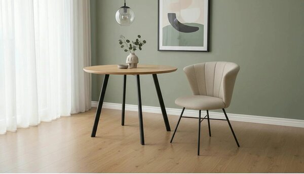 Scaun K459, bej/negru, stofa clasica/otel, 60x59x79 cm