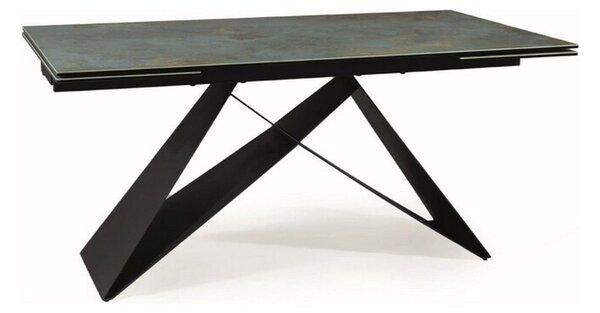 Masa extensibila WESTIN CERAMIC, sticla securizata/ceramica, turcoaz/negru mat, 160-240x90x77 cm