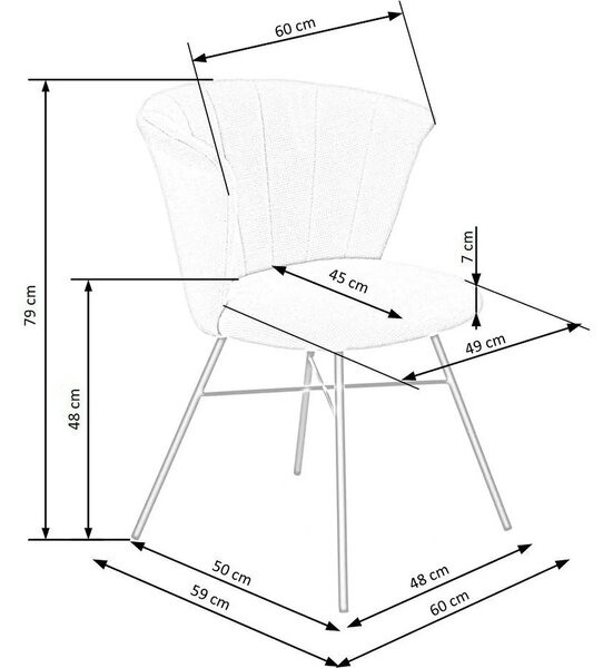 Scaun K459, bej/negru, stofa clasica/otel, 60x59x79 cm