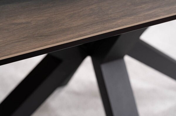 Masa extensibila COLUMBUS CERAMIC, sticla securizata/ceramica, maro/negru mat, 160-240x90x76 cm
