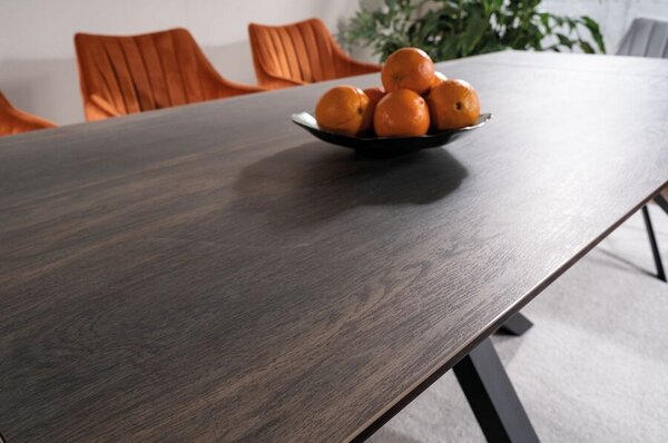 Masa extensibila COLUMBUS CERAMIC, sticla securizata/ceramica, maro/negru mat, 160-240x90x76 cm