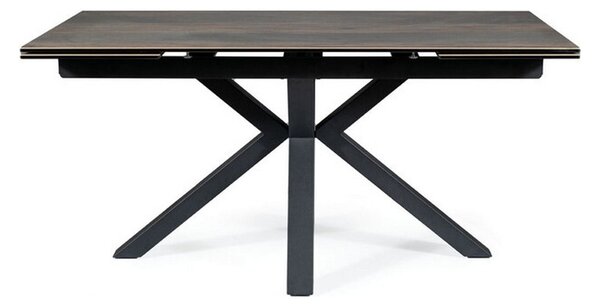 Masa extensibila COLUMBUS CERAMIC, sticla securizata/ceramica, maro/negru mat, 160-240x90x76 cm