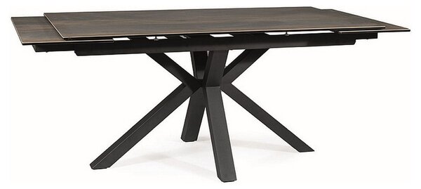 Masa extensibila COLUMBUS CERAMIC, sticla securizata/ceramica, maro/negru mat, 160-240x90x76 cm