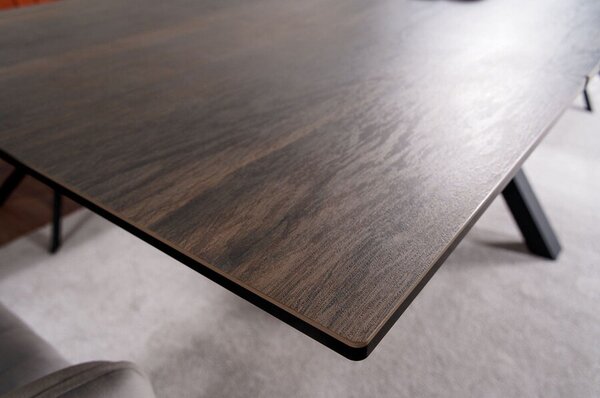Masa extensibila COLUMBUS CERAMIC, sticla securizata/ceramica, maro/negru mat, 160-240x90x76 cm