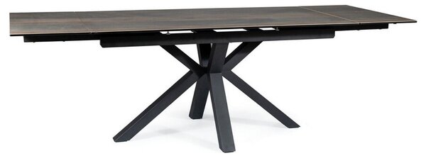Masa extensibila COLUMBUS CERAMIC, sticla securizata/ceramica, maro/negru mat, 160-240x90x76 cm