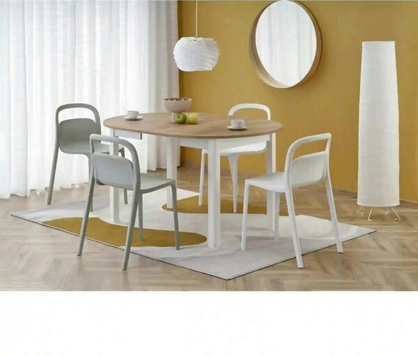Masa bucatarie rotunda RINGO, stejar/alb, PAL furniruit, 102/142x102x7