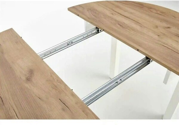 Masa bucatarie rotunda RINGO, stejar/alb, PAL furniruit, 102/142x102x7