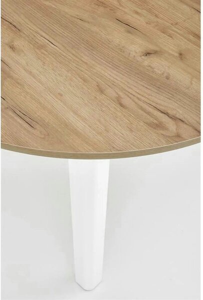 Masa bucatarie rotunda RINGO, stejar/alb, PAL furniruit, 102/142x102x7