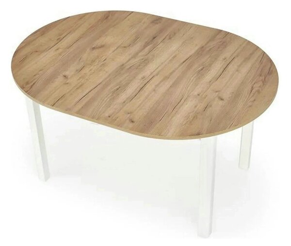 Masa bucatarie rotunda RINGO, stejar/alb, PAL furniruit, 102/142x102x7