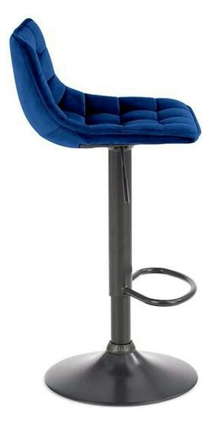 Scaun bar H95, albastru/negru, stofa catifelata/otel, 43x44x84/106 cm