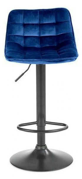 Scaun bar H95, albastru/negru, stofa catifelata/otel, 43x44x84/106 cm