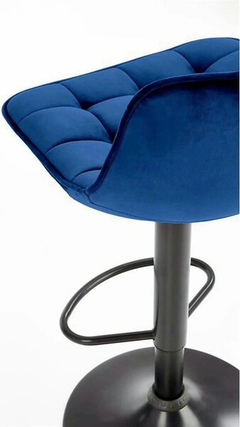 Scaun bar H95, albastru/negru, stofa catifelata/otel, 43x44x84/106 cm