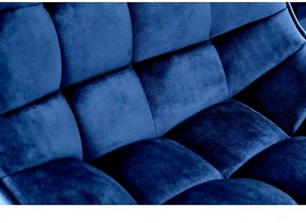 Scaun bar H95, albastru/negru, stofa catifelata/otel, 43x44x84/106 cm