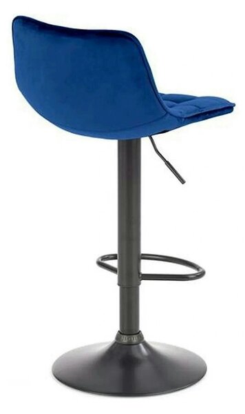 Scaun bar H95, albastru/negru, stofa catifelata/otel, 43x44x84/106 cm