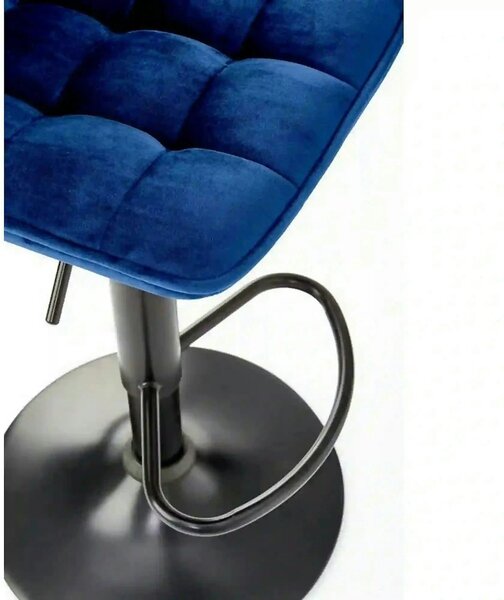 Scaun bar H95, albastru/negru, stofa catifelata/otel, 43x44x84/106 cm