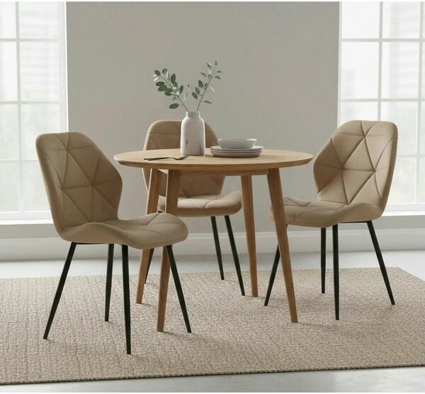 Scaun K453, bej/negru, stofa catifelata/metal, 48x53x86 cm